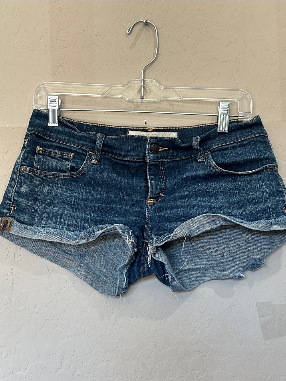 Abercrombie & Fitch Distressed Dark Blue Denim Cutoff Shorts